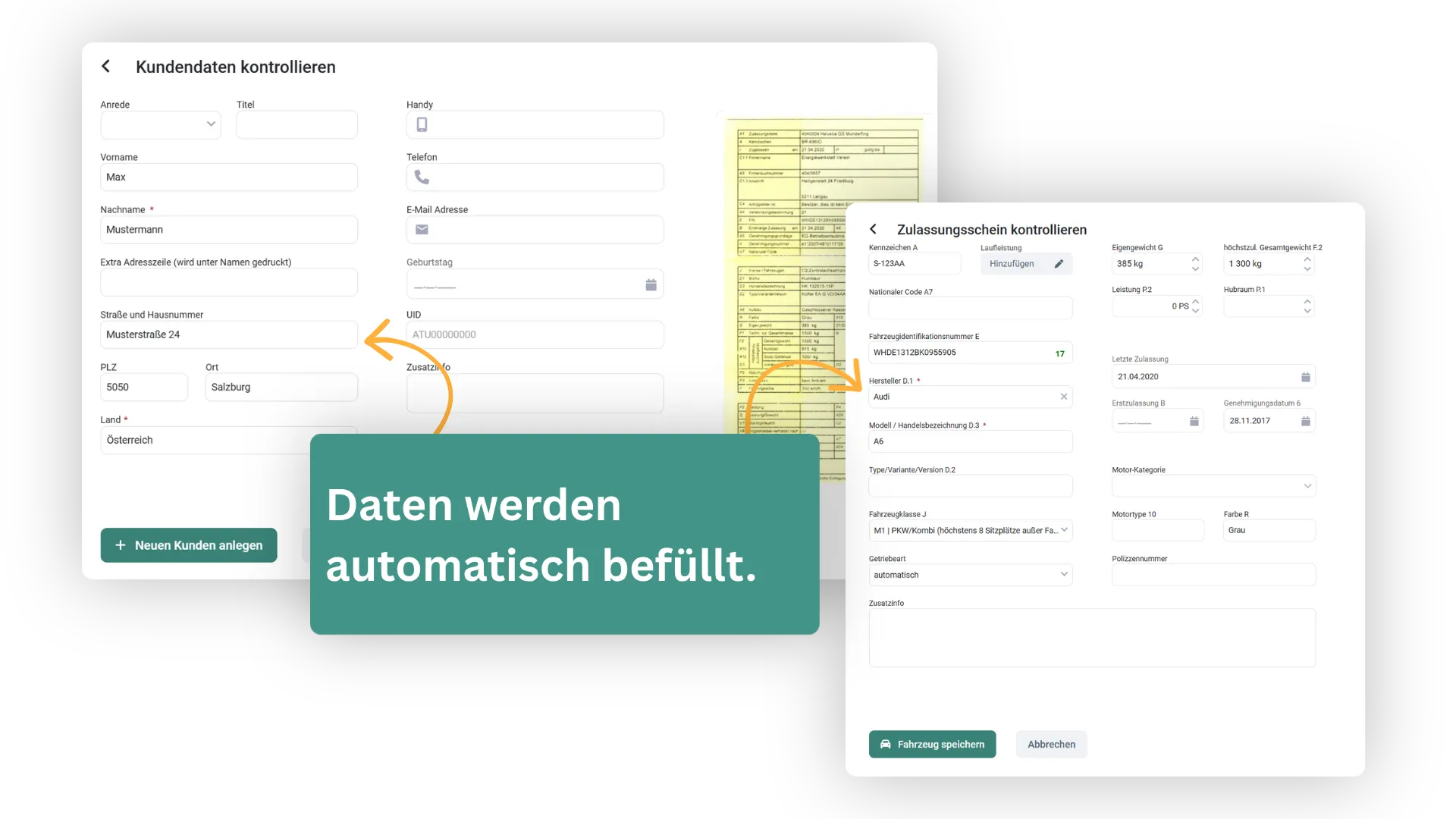 Daten werden automatisch befüllt
