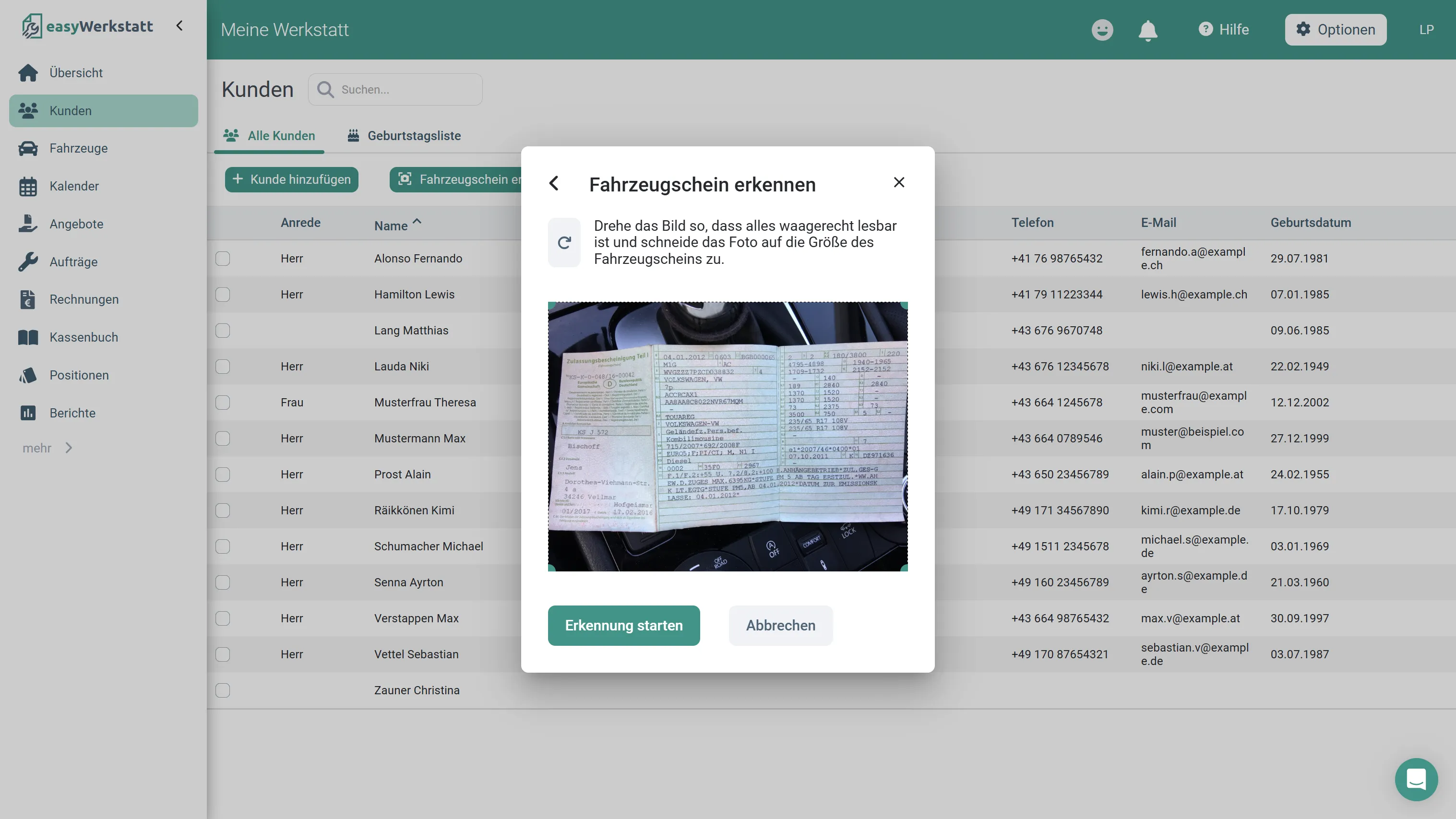 Fahrzeugschein-Scan Demo jetzt ausprobieren