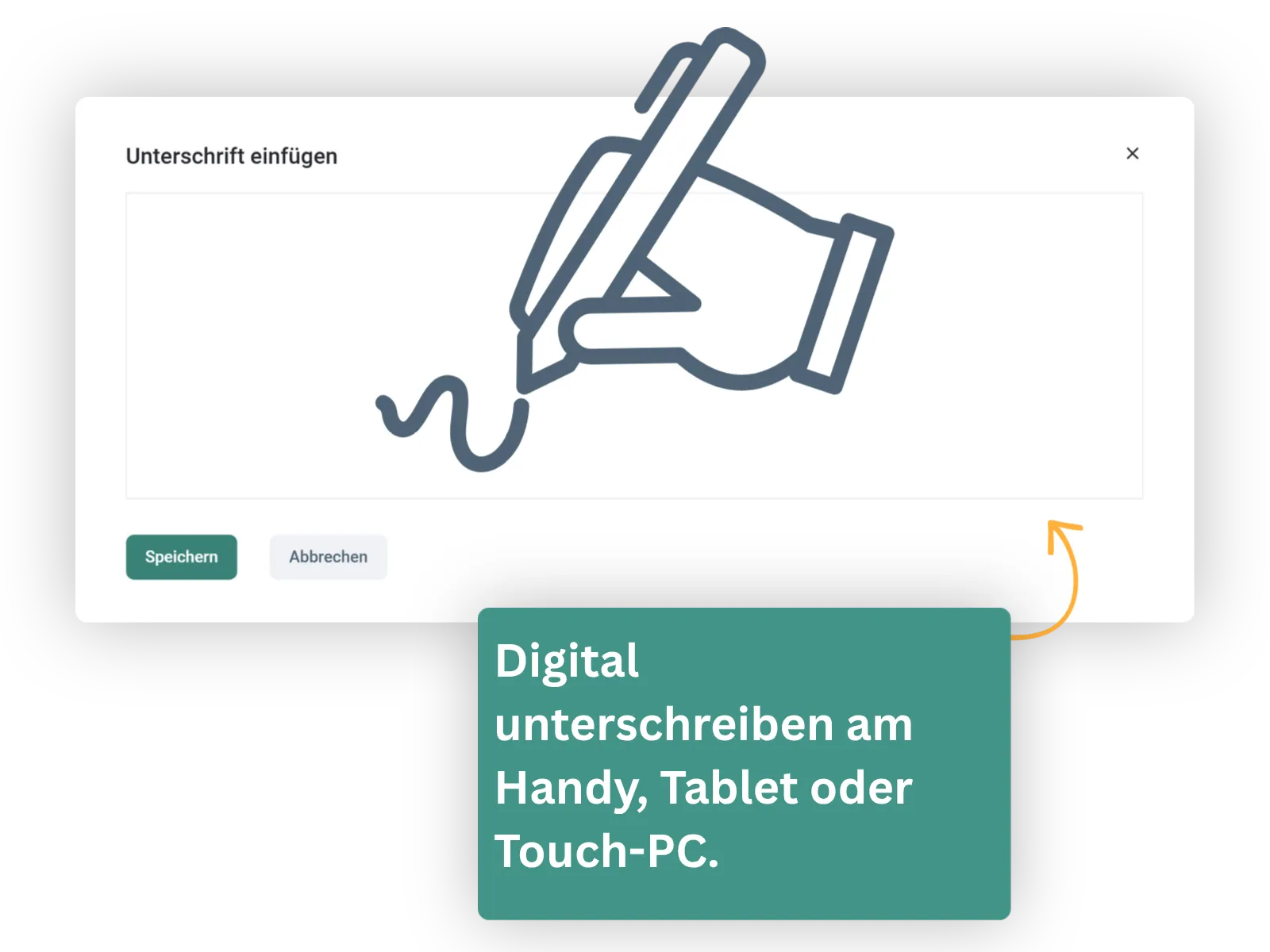 Kunde unterschreibt den Auftrag digital am Tablet in easyWerkstatt